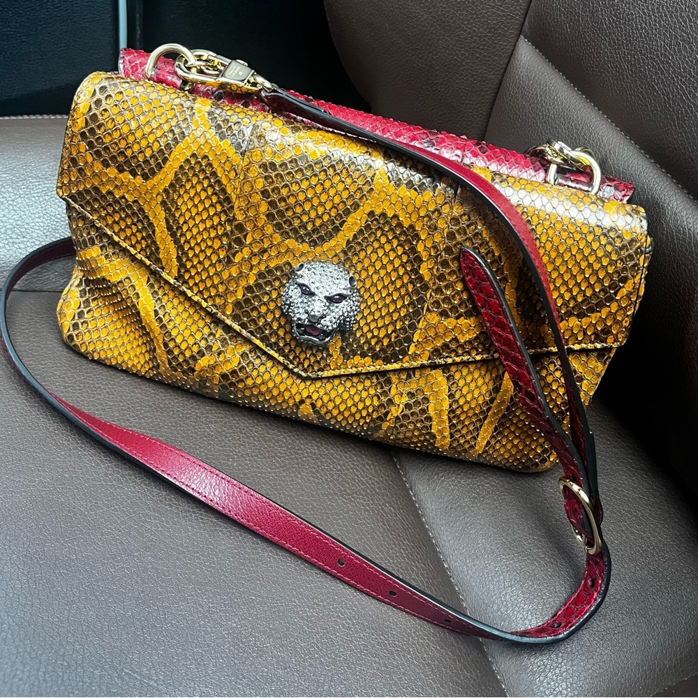 Gucci Thiara Python Clutch with Tiger Head Embellishment - Picture 2 of 13